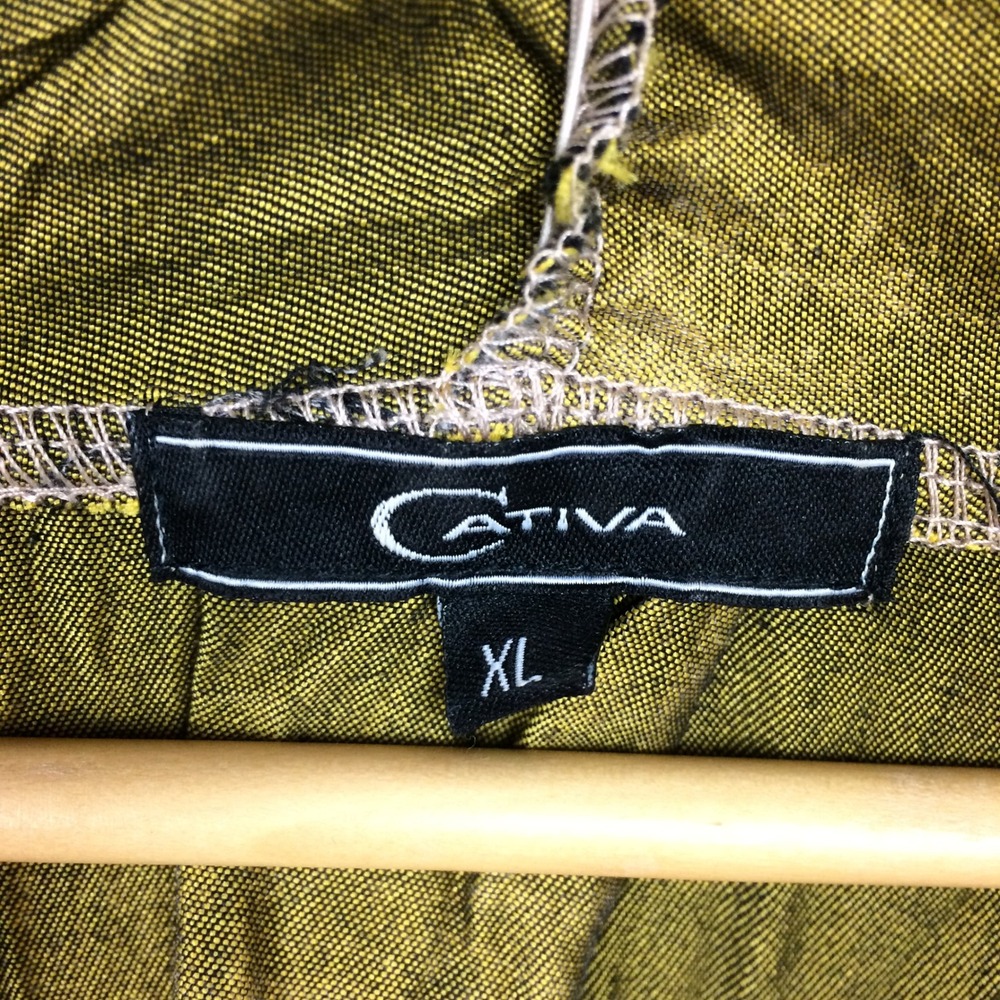 Cativa Womens XL Olive Green Mixed Media Lace Trim Open Front Cardigan Jacket - Picture 3 of 13